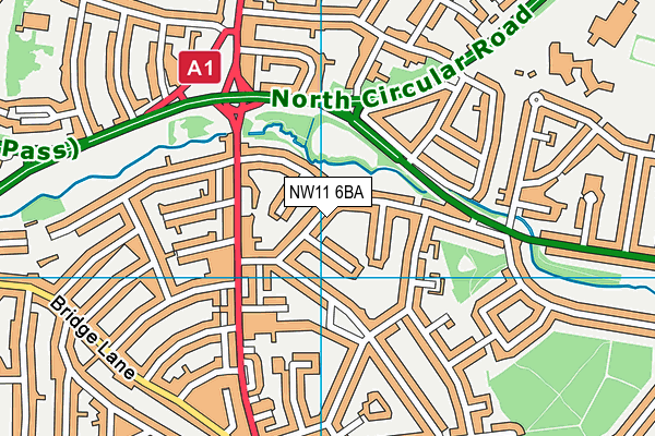 NW11 6BA map - OS VectorMap District (Ordnance Survey)