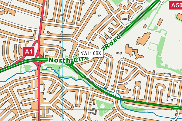 NW11 6BX map - OS VectorMap District (Ordnance Survey)