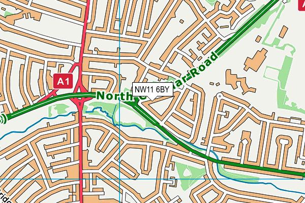 NW11 6BY map - OS VectorMap District (Ordnance Survey)
