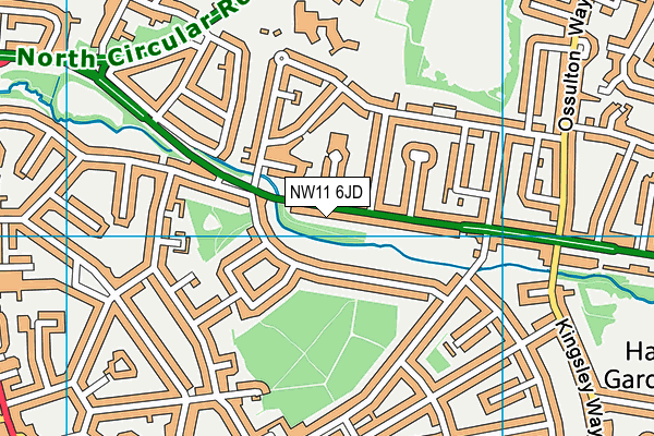 NW11 6JD map - OS VectorMap District (Ordnance Survey)