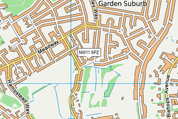 NW11 6PZ map - OS VectorMap District (Ordnance Survey)