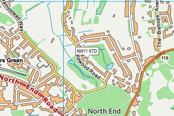 NW11 6TD map - OS VectorMap District (Ordnance Survey)