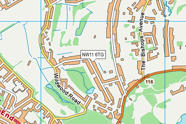 NW11 6TG map - OS VectorMap District (Ordnance Survey)
