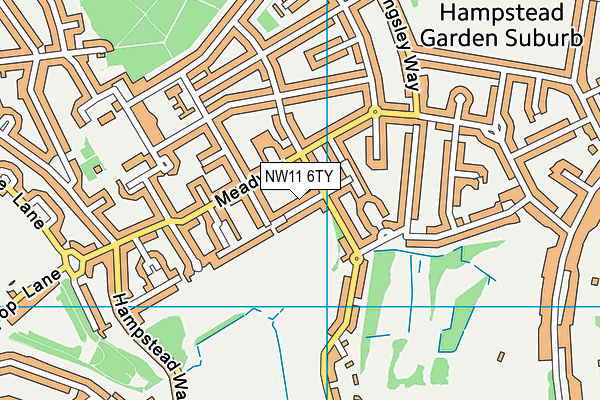 NW11 6TY map - OS VectorMap District (Ordnance Survey)