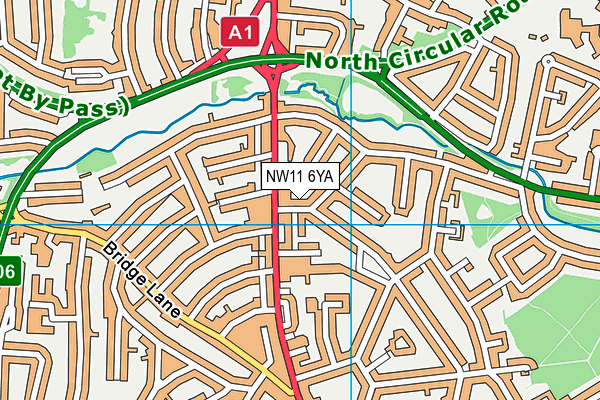 NW11 6YA map - OS VectorMap District (Ordnance Survey)