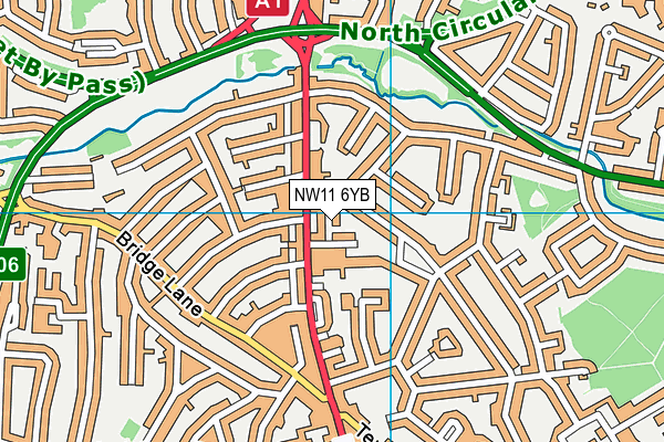 NW11 6YB map - OS VectorMap District (Ordnance Survey)