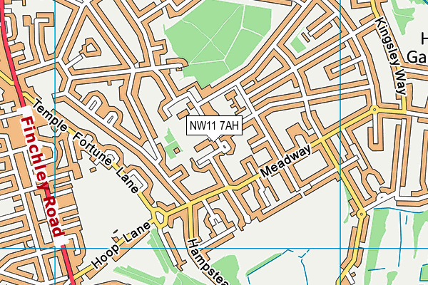 NW11 7AH map - OS VectorMap District (Ordnance Survey)