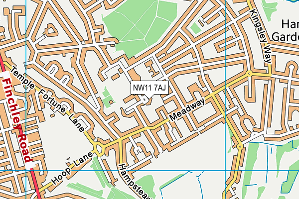 NW11 7AJ map - OS VectorMap District (Ordnance Survey)