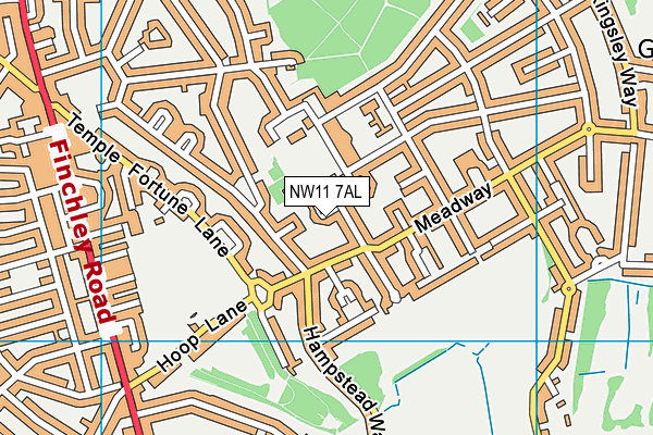 NW11 7AL map - OS VectorMap District (Ordnance Survey)