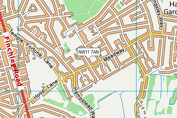 NW11 7AN map - OS VectorMap District (Ordnance Survey)