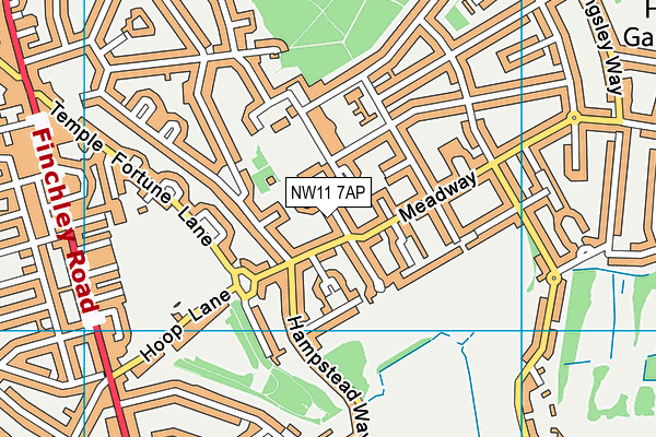 NW11 7AP map - OS VectorMap District (Ordnance Survey)