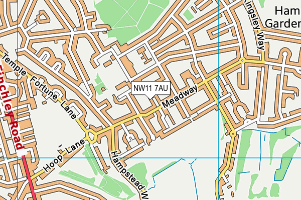 NW11 7AU map - OS VectorMap District (Ordnance Survey)
