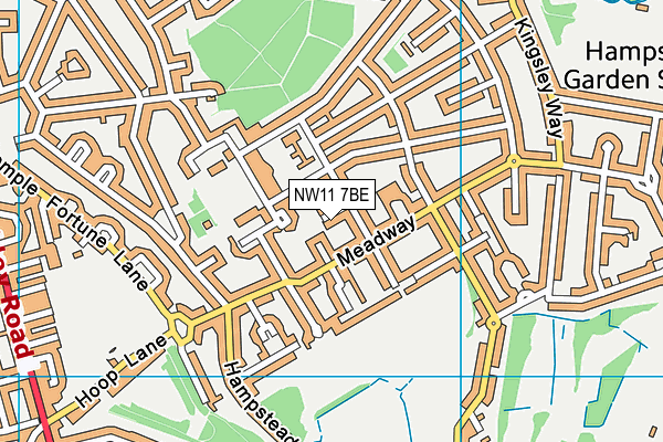NW11 7BE map - OS VectorMap District (Ordnance Survey)
