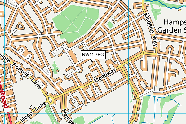 NW11 7BG map - OS VectorMap District (Ordnance Survey)