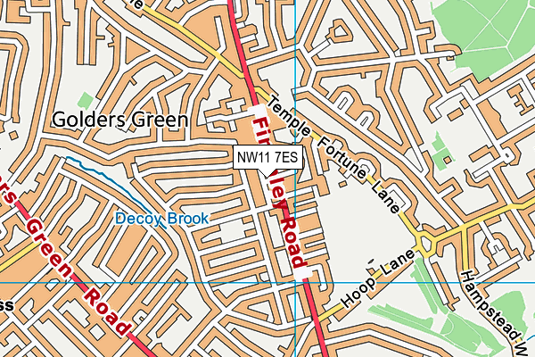 NW11 7ES map - OS VectorMap District (Ordnance Survey)