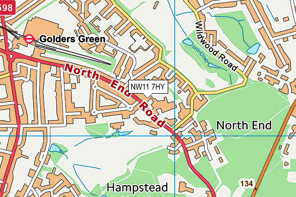 King Alfred School map (NW11 7HY) - OS VectorMap District (Ordnance Survey)