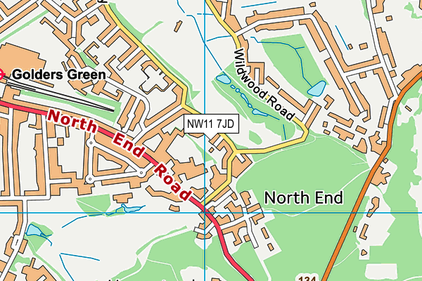 NW11 7JD map - OS VectorMap District (Ordnance Survey)