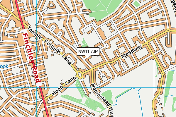 NW11 7JP map - OS VectorMap District (Ordnance Survey)