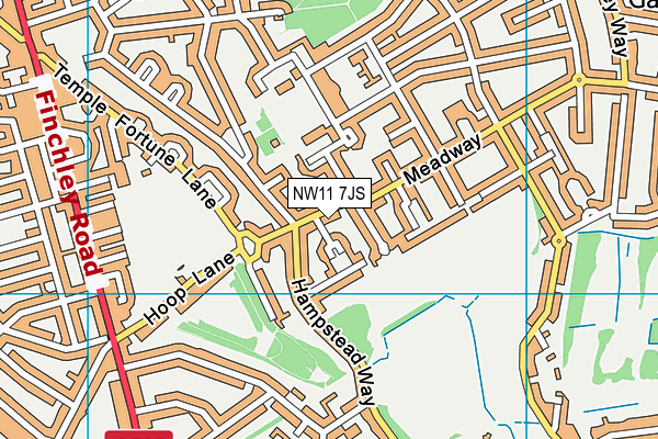 NW11 7JS map - OS VectorMap District (Ordnance Survey)