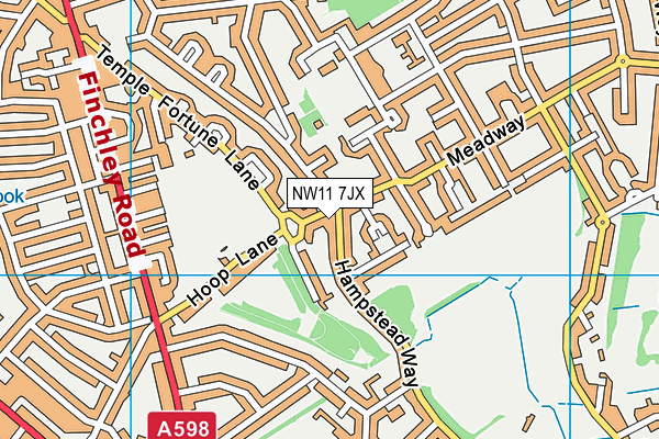 NW11 7JX map - OS VectorMap District (Ordnance Survey)