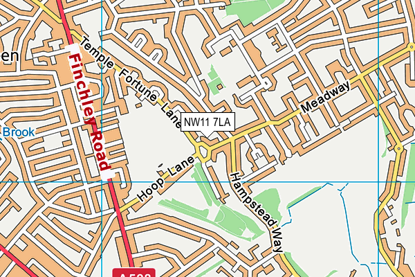 NW11 7LA map - OS VectorMap District (Ordnance Survey)