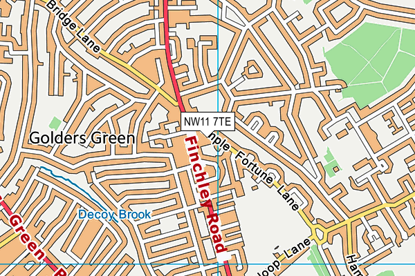 NW11 7TE map - OS VectorMap District (Ordnance Survey)