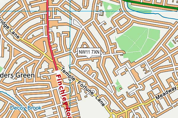 NW11 7XN map - OS VectorMap District (Ordnance Survey)