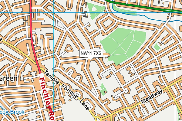 NW11 7XS map - OS VectorMap District (Ordnance Survey)