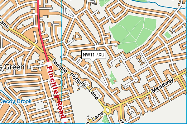 NW11 7XU map - OS VectorMap District (Ordnance Survey)