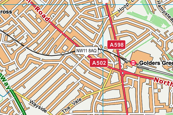 NW11 8AQ map - OS VectorMap District (Ordnance Survey)