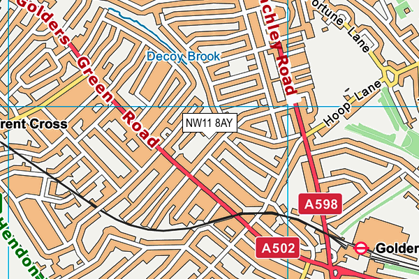 NW11 8AY map - OS VectorMap District (Ordnance Survey)