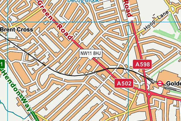 NW11 8HJ map - OS VectorMap District (Ordnance Survey)