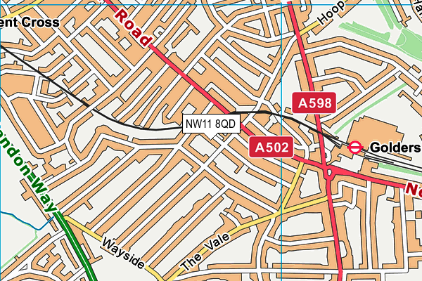NW11 8QD map - OS VectorMap District (Ordnance Survey)