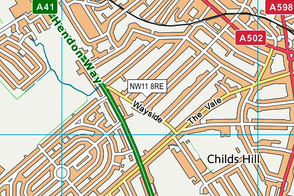 NW11 8RE map - OS VectorMap District (Ordnance Survey)
