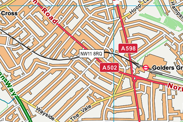 NW11 8RQ map - OS VectorMap District (Ordnance Survey)