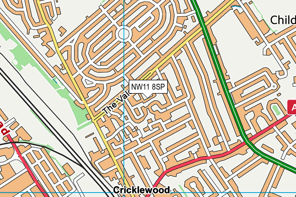 NW11 8SP map - OS VectorMap District (Ordnance Survey)
