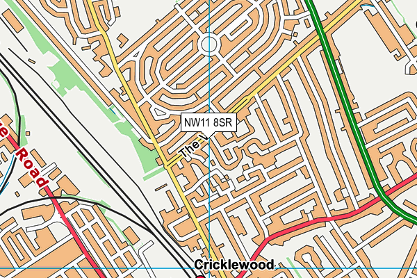 NW11 8SR map - OS VectorMap District (Ordnance Survey)