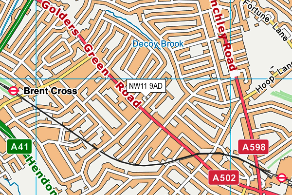 NW11 9AD map - OS VectorMap District (Ordnance Survey)