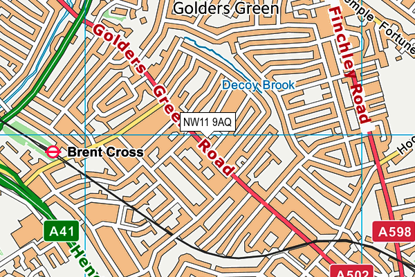 NW11 9AQ map - OS VectorMap District (Ordnance Survey)