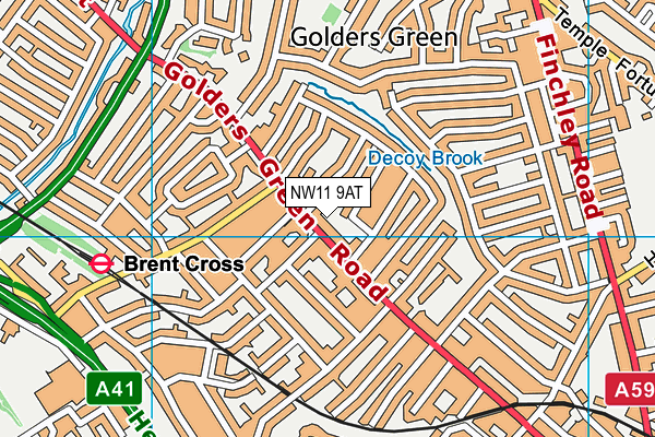 NW11 9AT map - OS VectorMap District (Ordnance Survey)