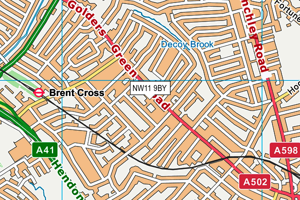 NW11 9BY map - OS VectorMap District (Ordnance Survey)