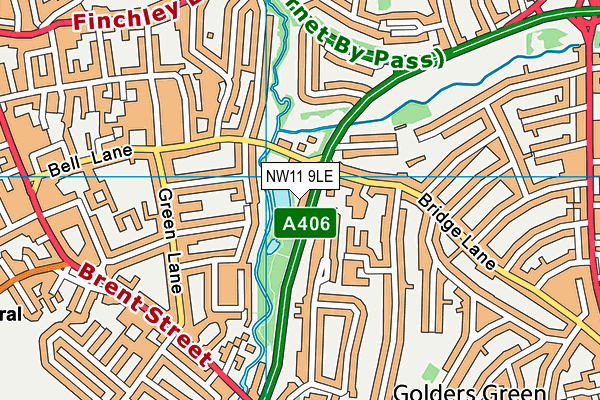 NW11 9LE map - OS VectorMap District (Ordnance Survey)
