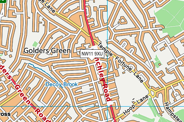 NW11 9XU map - OS VectorMap District (Ordnance Survey)