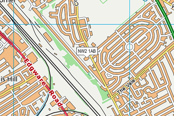 Claremont Primary School map (NW2 1AB) - OS VectorMap District (Ordnance Survey)
