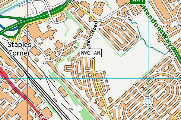 NW2 1AH map - OS VectorMap District (Ordnance Survey)