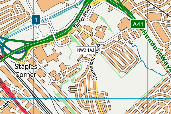 NW2 1AJ map - OS VectorMap District (Ordnance Survey)