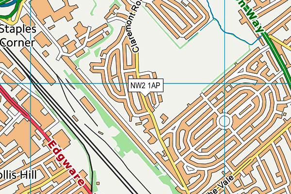 NW2 1AP map - OS VectorMap District (Ordnance Survey)