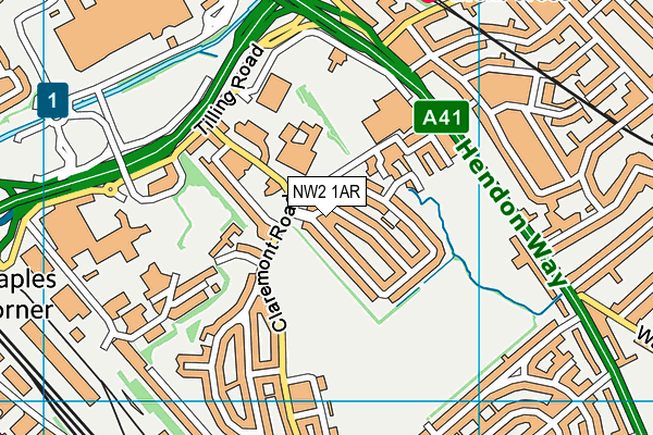 NW2 1AR map - OS VectorMap District (Ordnance Survey)