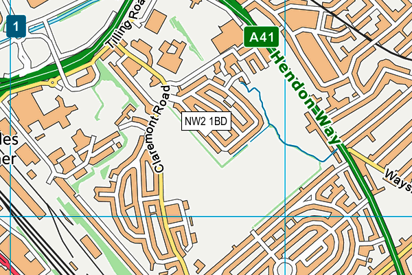 NW2 1BD map - OS VectorMap District (Ordnance Survey)