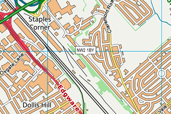 NW2 1BY map - OS VectorMap District (Ordnance Survey)